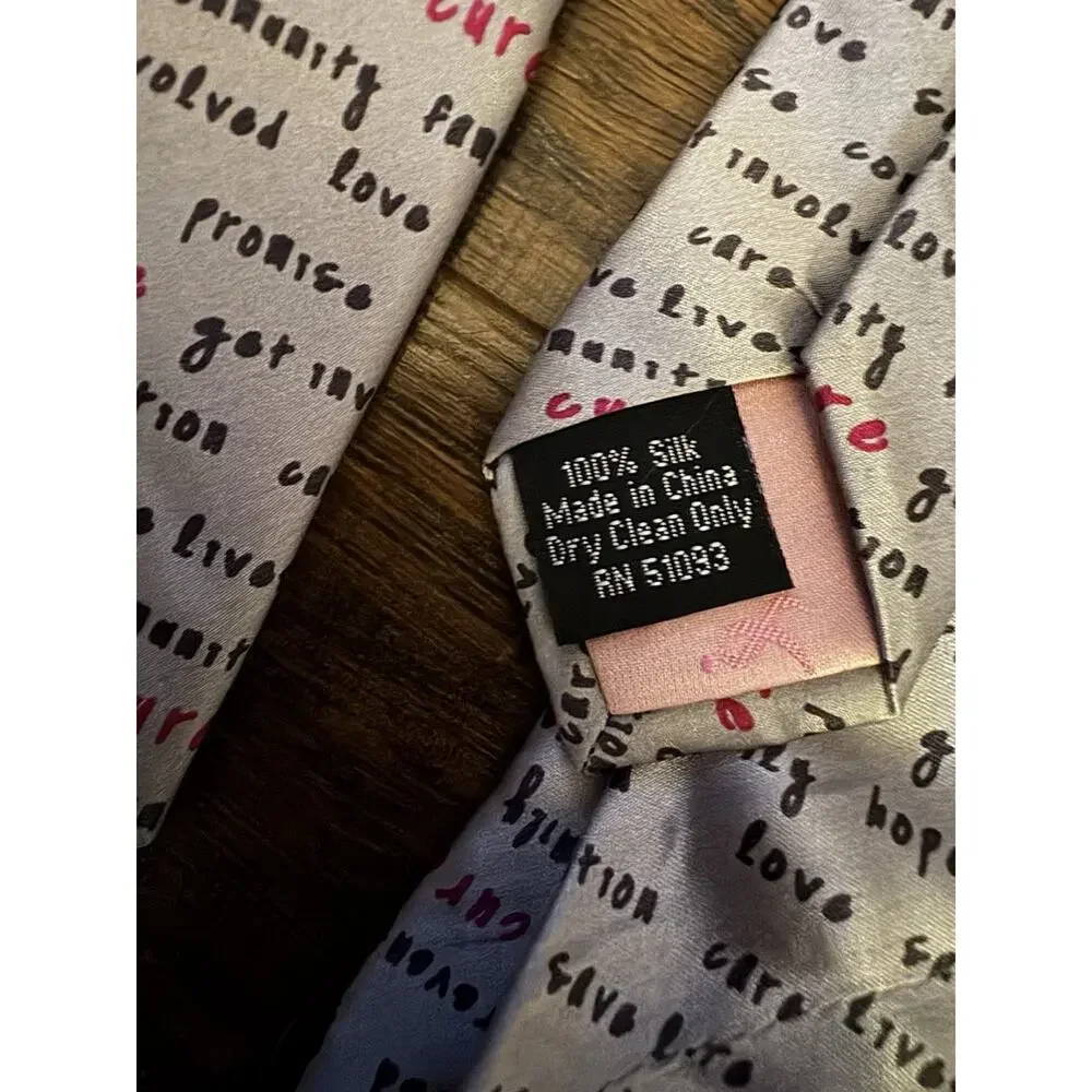 2 Knots For Hope Mens Neck Tie Breast Cancer Awareness Susan G. Komen